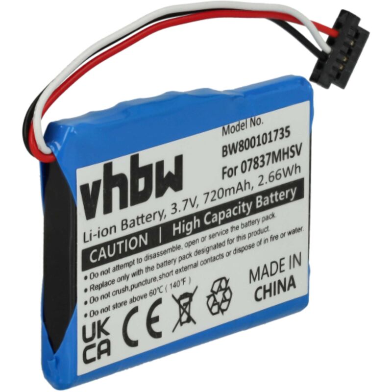 

Batería Li-Ion 720mAh (3.7V) para navegador, GPS compatible con Mitac Mio Spirit 300, 555, 500 HF Traffic Europe, Navman Spirit 300, 555, 500 HF