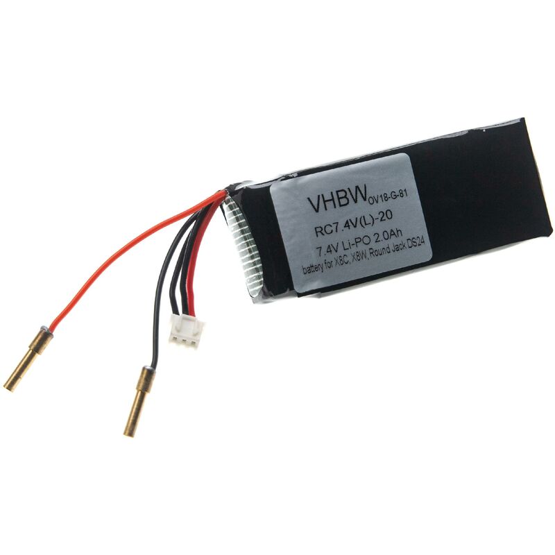 

Batería recargable compatible con Syma Round Jack DS24, X8C, X8W dron, multicóptero, cuadricóptero (2000 mAh, 7,4 V, polímero de litio) - Vhbw