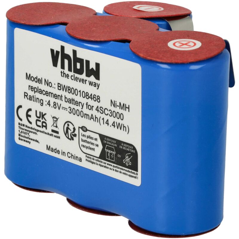 

vhbw Batería Ni-MH 3000mAh (4.8V) para Vileda AS-193E9A como 4SC3000.
