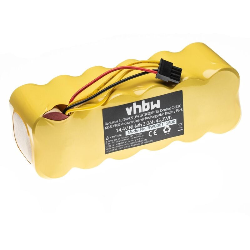 

Batería NiMH 3000mAh (14.4V) para robot aspidador doméstico Ariete Briciola 2712, 2717 como LP43SC2000P. - Vhbw