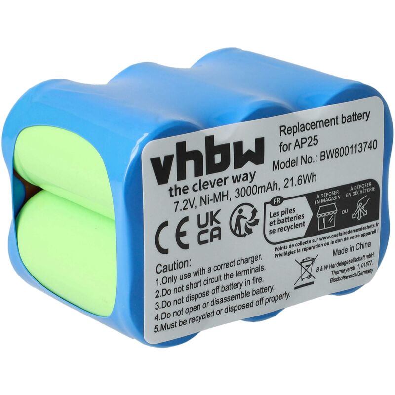 

Batería NiMH 3000mAh (7.2V) para atadora eléctrica para viña Pellenc AP25, P80 reemplaza AP25 - Vhbw