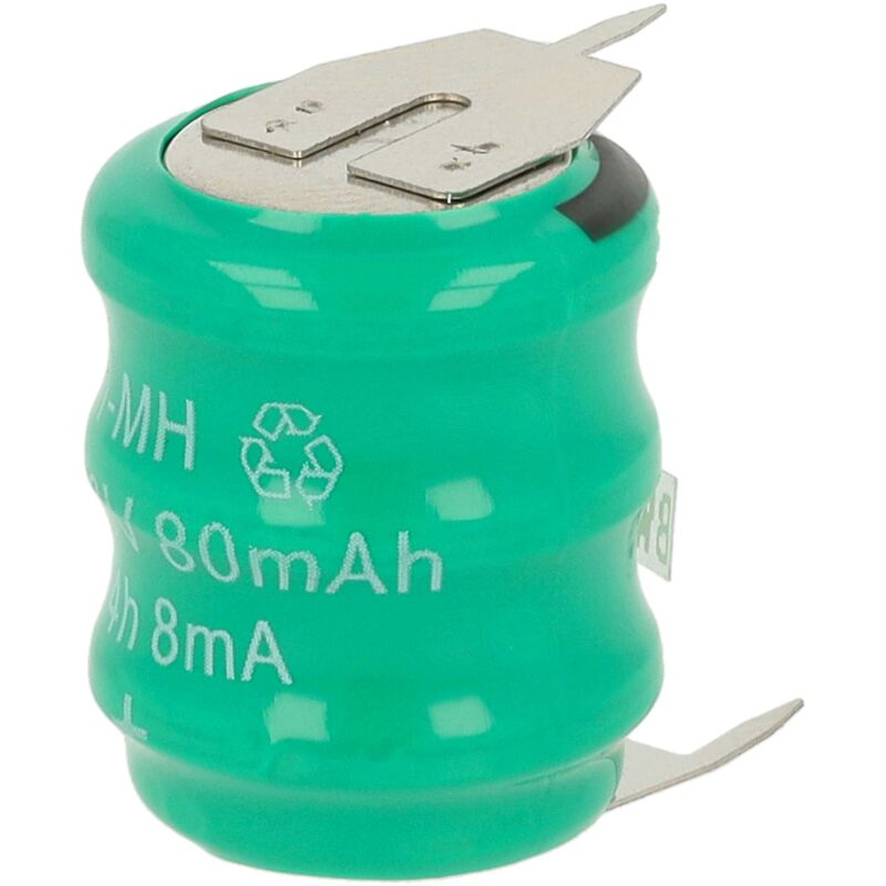 

NiMH Batería de botón de repuesto Tipo V80H 3 pines 80 mAh 3,6 V compatible para lámparas solares, etc. - Vhbw