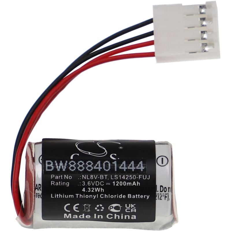 

Batería no recargable compatible con Fuji Electric Micrex-F140S, Micrex-F150S controlador de periférico (1.200 mAh, 3,6 V, Li-SOCl2) - Vhbw