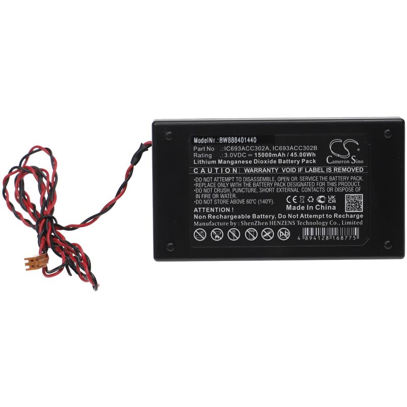 

Batería no recargable compatible con GE Fanuc IC693ACC302A, IC693ACC302B controlador de periférico (15000 mAh, 3 V, Li-MnO2) - Vhbw