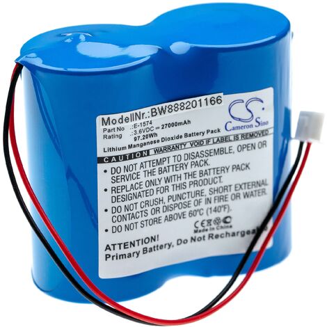 vhbw Batería no recargable reemplaza Siemens E-1574 para medidor (27000 mAh, 3,6 V, Li-MnO2)