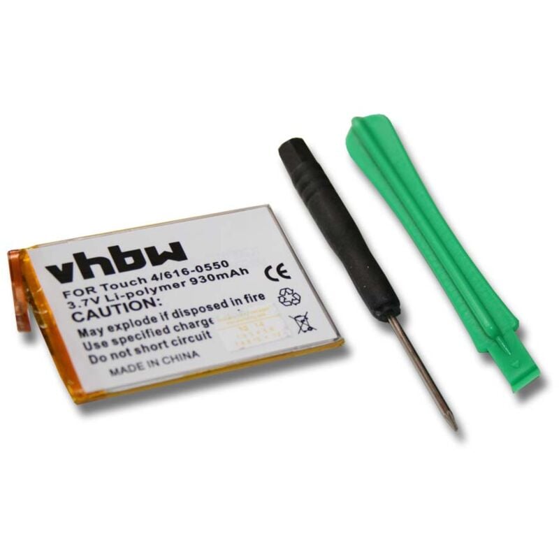 

vhbw Batería recargable compatible con Apple iPod Touch 4th Generation, A1367 reproductor de música MP3 (930 mAh, 3,7 V, polímero de litio)