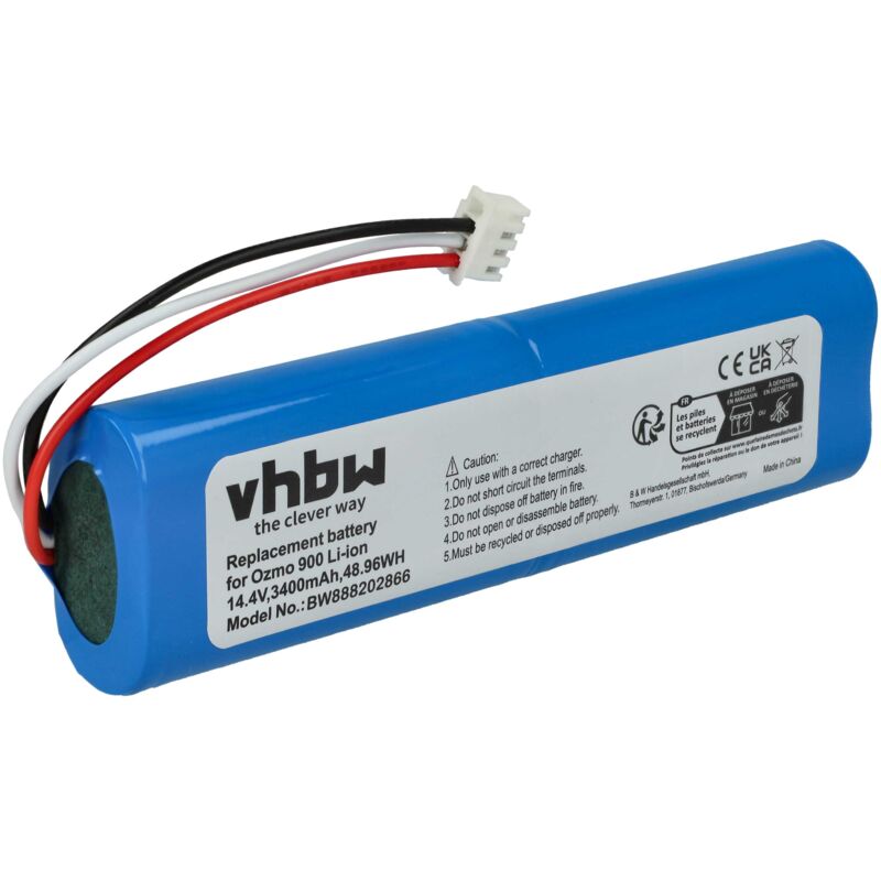 

Batería recargable compatible con Ecovacs Deebot Ozmo 900, 901, 905, 937 aspiradora, robot limpieza (3400 mAh, 14,4 V, Li-Ion) - Vhbw