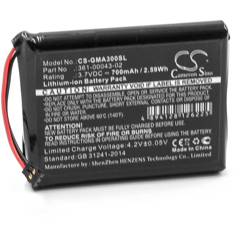 

Batería recargable compatible con Garmin Approach 010-01690-00, G30 navegador, navi, GPS para golf (700 mAh, 3,7 V, Li-Ion) - Vhbw