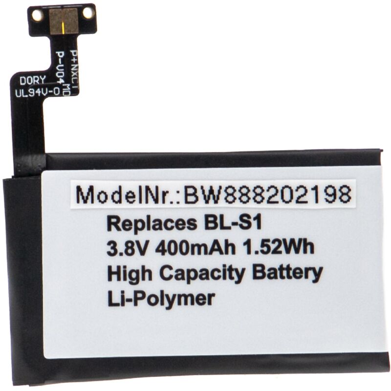

Batería recargable compatible con LG G Watch W100 smartwatch, reloj de actividad (400 mAh, 3,8 V, polímero de litio) - Vhbw