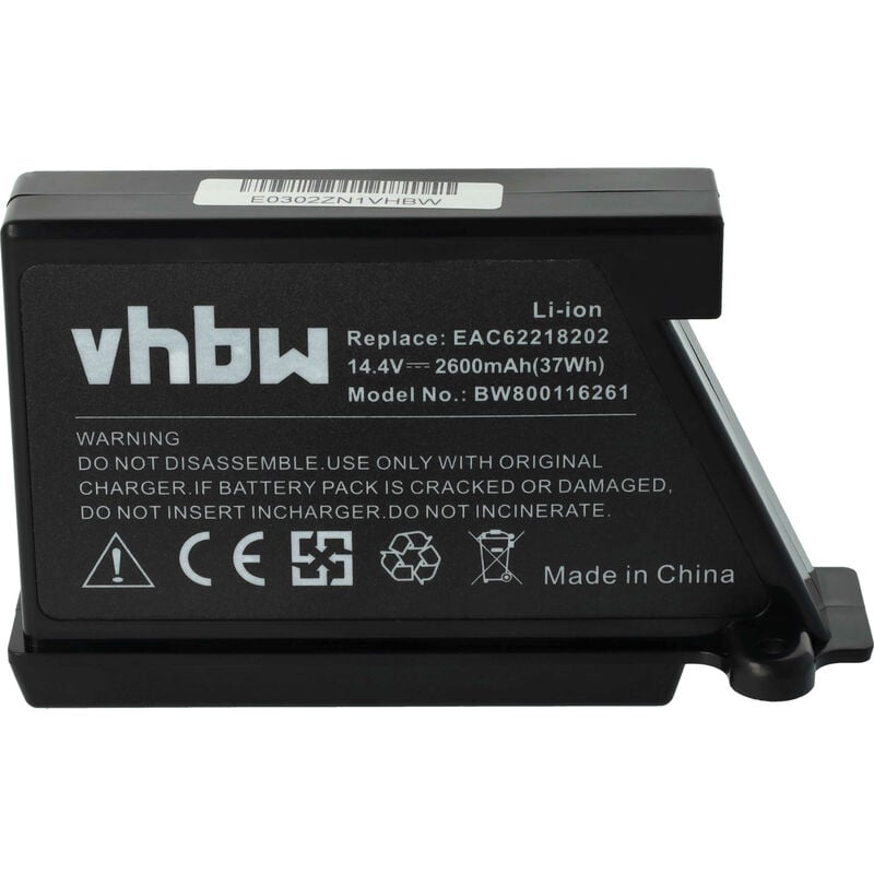 

Batería recargable compatible con LG HOM-BOT VR6140LVM, VR6172LVM, VR6173LVM, VR6174LVM aspiradora, robot de limpieza (2600 mAh, 14,4 V, Li-Ion)