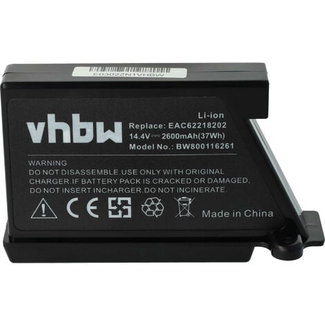 vhbw Batería recargable compatible con LG HOM-BOT VRF4042LL aspiradora, robot de limpieza (2600 mAh, 14,4 V, Li-Ion)