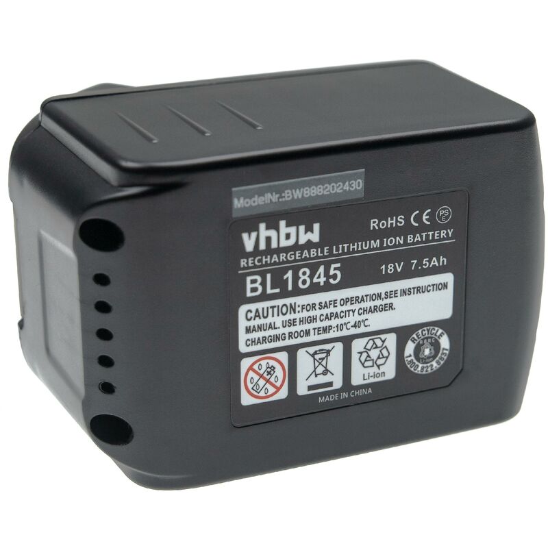 

Batería recargable compatible con Makita XPH06Z, XPH07Z, XRF01Z, XRH011X, XRH01ZVX, XRH03Z, XRH04Z herramientas eléctricas (7500 mAh Li-Ion 18 V)