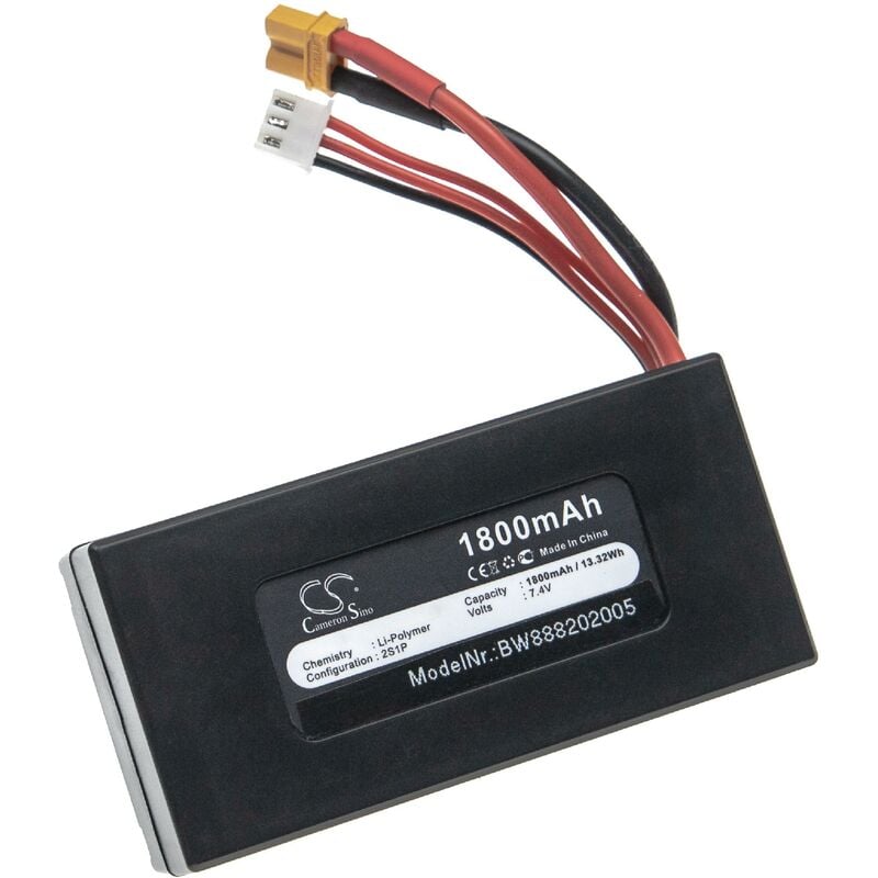 

Batería recargable compatible con MJX B6 race, B8 race drone, multicóptero, cuadricóptero (1800mAh, 7,4V, polímero de litio) - Vhbw