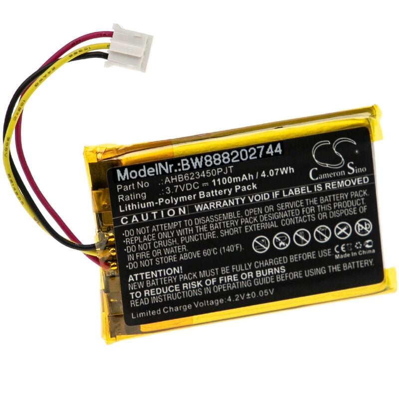 

Vhbw - Batería recargable compatible con Okayo Digital Pendant Transmitter, LBT-1200 sistema de audioguía (1100 mAh, 3,7 V, polímero de litio)