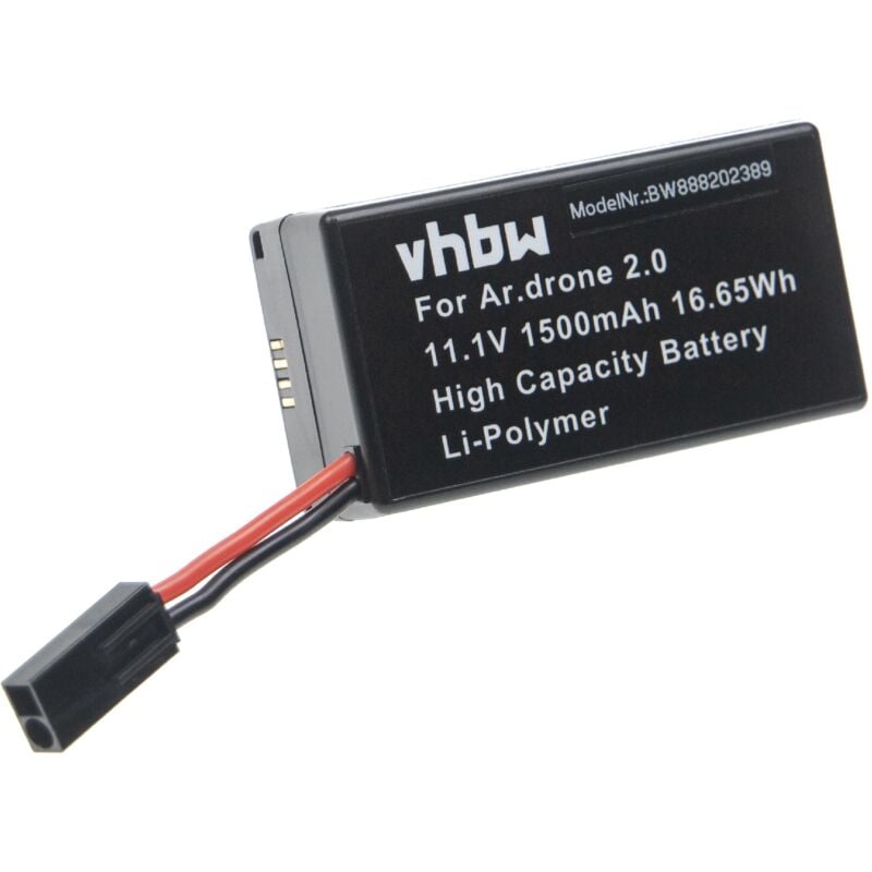 

vhbw Batería recargable compatible con Parrot AR Drone 1,0, 2,0, 2.0 HD dron, multicóptero, cuadricóptero (1500 mAh, 11,1 V, polímero de litio)