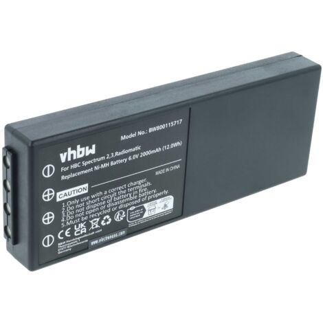vhbw Batería recargable compatible con Putzmeister NM26C, PM458017, PM471560, PM475060 mando a distancia industrial (2000 mAh, 6 V, NiMH) - negro