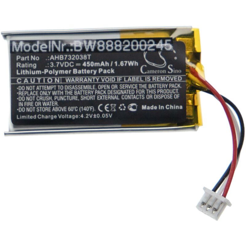 

Batería recargable compatible con Sennheiser SDW 5036, SDW 5036-5033 auriculares inalámbricos, cascos (450 mAh, 3,7 V, polímero de litio) - Vhbw
