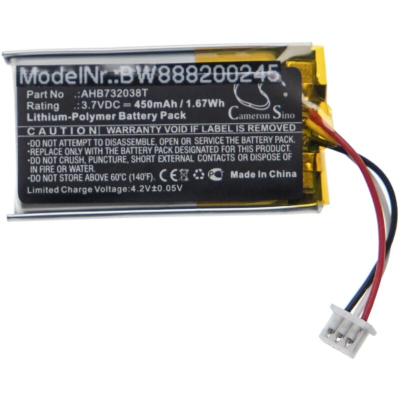 

Batería recargable compatible con Sennheiser SDW 5063, SDW 5064, SDW 5065 auriculares inalámbricos, cascos (450 mAh, 3,7 V, polímero de litio) - Vhbw