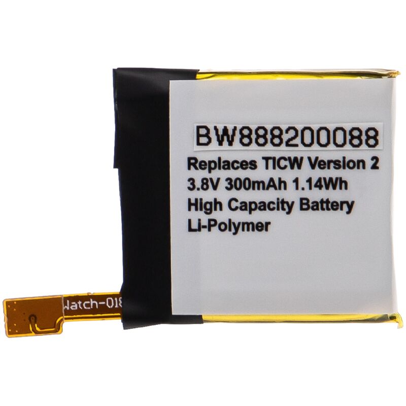 

Batería recargable compatible con Ticwatch 2 smartwatch, reloj de actividad (300 mAh, 3,8 V, polímero de litio) - Vhbw