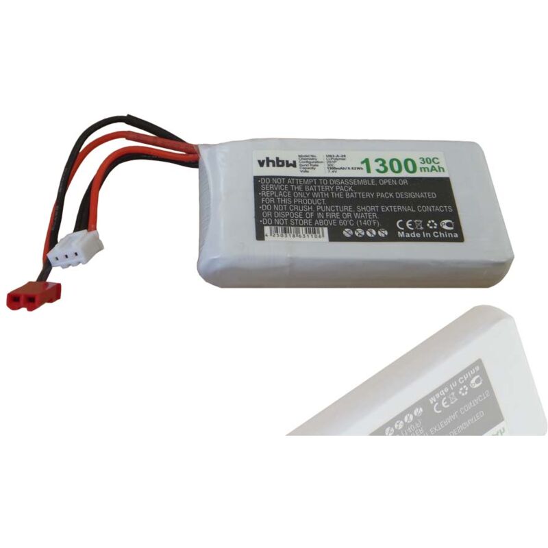 

Batería recargable compatible con Wltoys V666 Quadcopter, V912 T-Rex 600 modelismo (1300 mAh, 7,4 V, polímero de litio) - Vhbw