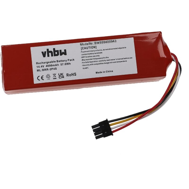 

Batería recargable compatible con Xiaomi Roborock T61, T65 aspiradora, robot limpieza (4000 mAh, 14,4 V, Li-Ion) - Vhbw