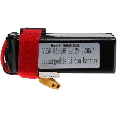 vhbw Batería recargable compatible con XT60 clavija (m) para modelismo p ej coche carreras, avión (2200mAh, 22,2V, polímero de litio)