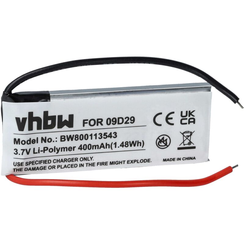 

Batería recargable reemplaza 09D29, BAT00008, H452050 para auriculares inalámbricos, cascos (400 mAh, 3,7 V, polímero de litio) - Vhbw