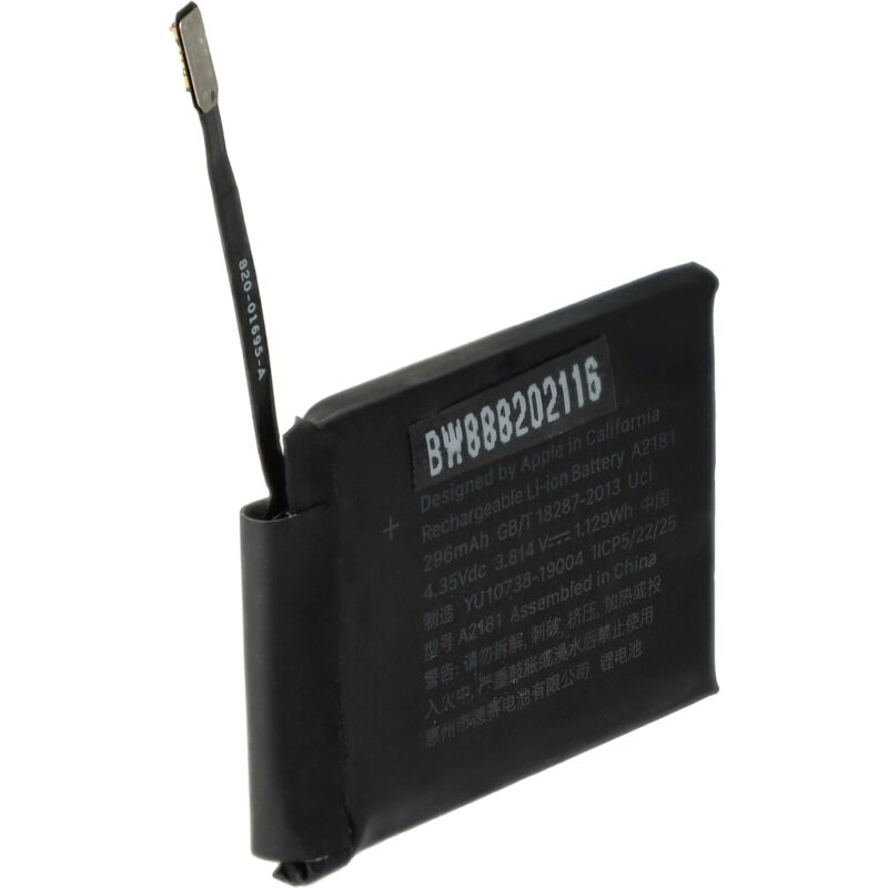 

Batería recargable reemplaza Apple A2181 para smartwatch reloj de actividad (290 mAh, 3,82 V, polímero de litio) - Vhbw