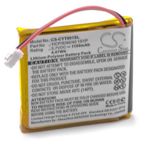 vhbw Batería recargable reemplaza Coyote 1ICP/8/40/40 1S1P para navegador (1100 mAh, 3,7 V, polímero de litio)