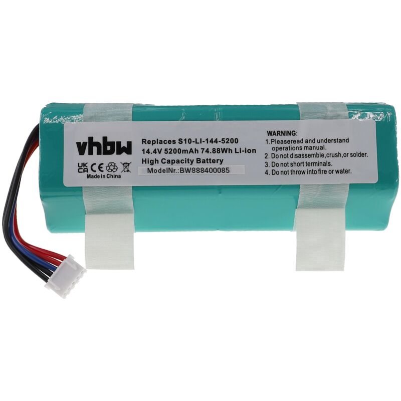 

Batería recargable reemplaza Ecovacs 201-1913-4200, S10-Li-144-5200 para aspiradora, robot limpieza (5200 mAh, 14,4 V, Li-Ion) - Vhbw