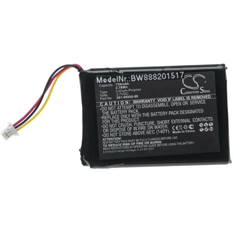 

vhbw Batería recargable reemplaza Garmin 361-00056-08 para navegador, navi, GPS (750 mAh, 4,2 V, Li-Ion)