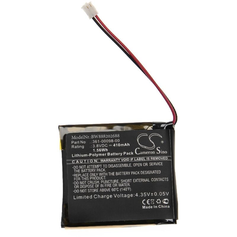 

Batería recargable reemplaza Garmin 361-00098-00 para smartwatch, reloj de actividad (410 mAh, 3,8 V, polímero de litio) - Vhbw