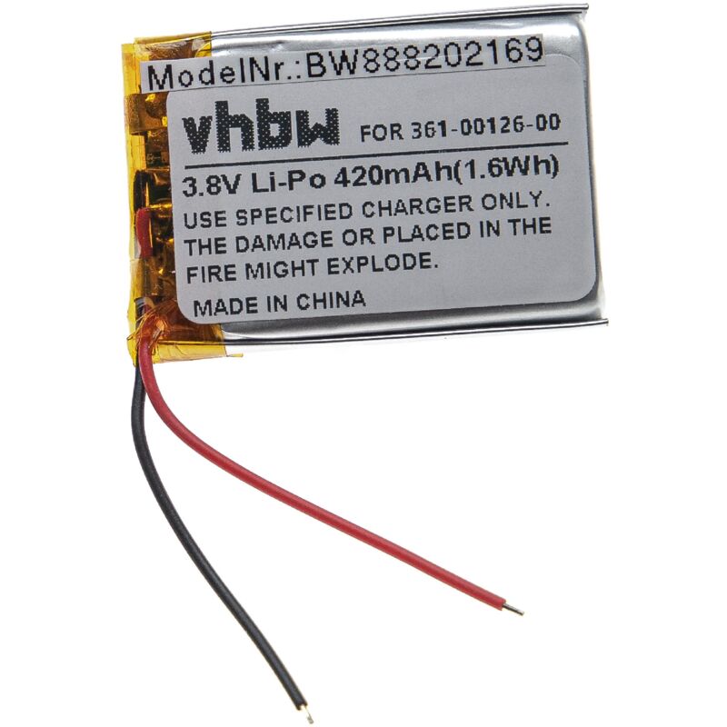 

Batería recargable reemplaza Garmin 361-00126-00 para smartwatch reloj de actividad (420 mAh, 3,8 V, polímero de litio) - Vhbw