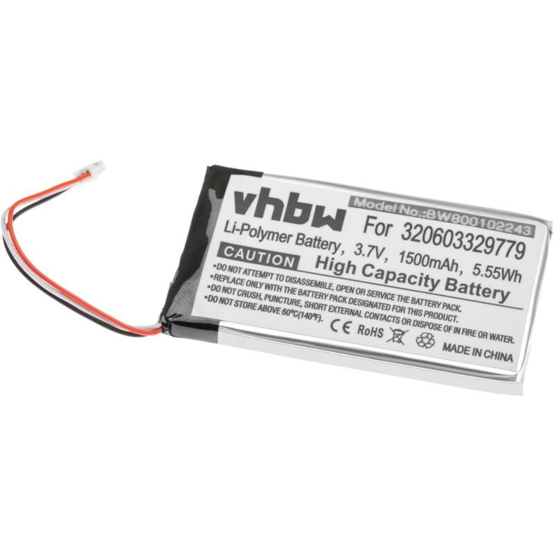 

vhbw Batería recargable reemplaza Harman & Kardon 320603329779 para navegador, navi, GPS (1500 mAh, 3,7 V, polímero de litio)