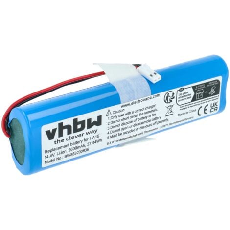 vhbw Batería recargable reemplaza iLife 18650B4-4S1P-AGX-2, SUN-INTE-202 para aspiradora, robot limpieza (2600 mAh, 14,4 V, Li-Ion)