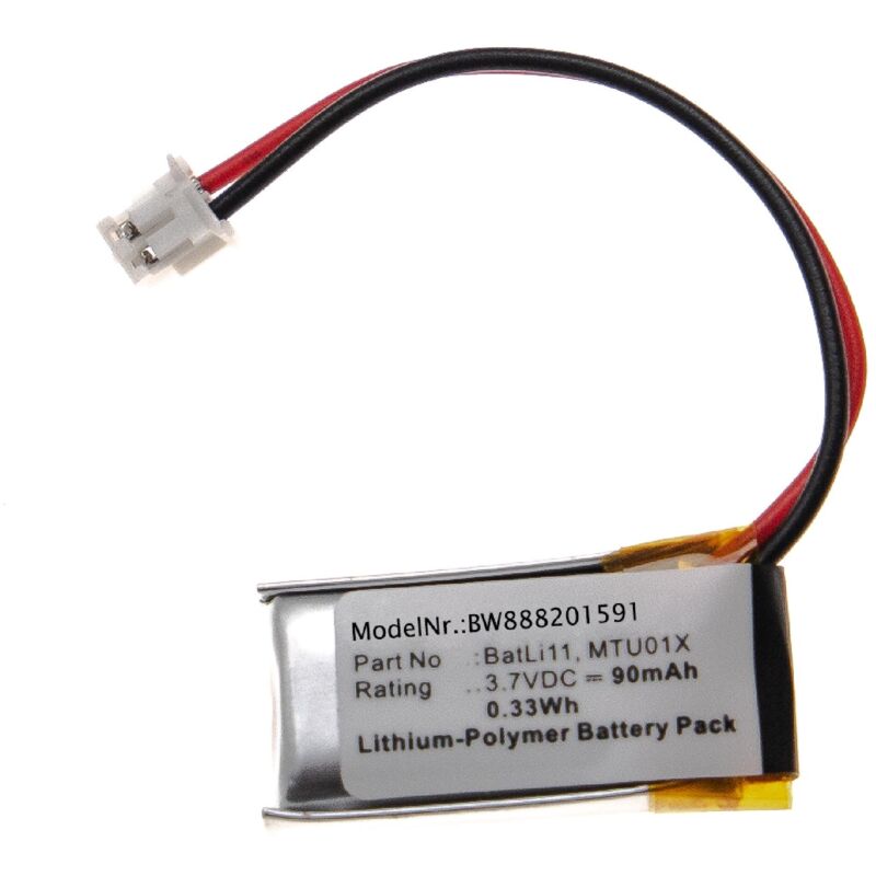 

Batería recargable reemplaza Intercom BatLi11, MTU01X para Instalación alarma, sistema de alarma (90 mAh, 3,7 V, polímero de litio) - Vhbw