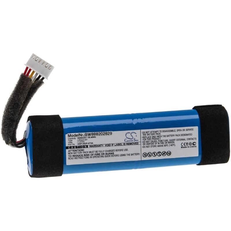 

Batería recargable reemplaza JBL GSP-2S2P-XT3A para altavoces, cajas acústicas, bafles (5200 mAh, 7,4 V, Li-Ion) - Vhbw