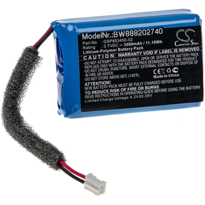 

Batería recargable reemplaza JBL GSP853450-02 para altavoces, cajas acústicas, bafles (3000 mAh, 3,7 V, polímero de litio) - Vhbw