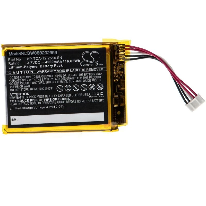 

Batería recargable reemplaza Technicolor BP-TCA-12/2510 SN para Instalación alarma, sistema de alarma (4500 mAh, 3,7 V, polímero de litio) - Vhbw