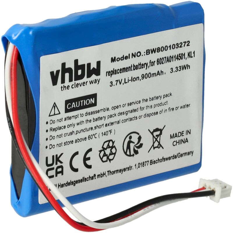 

Batería recargable reemplaza TomTom 6027A0114501, KL1 para navegador (900 mAh, 3,7 V, Li-Ion) - Vhbw