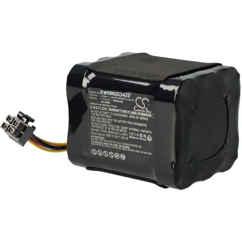 

vhbw Batería recargable reemplaza Vorwerk 20884-1, 4NCR18650P2-C001A, 4NCR18650P2-C002A para aspiradora, robot limpieza (6000 mAh, 14,4 V, Li-Ion)