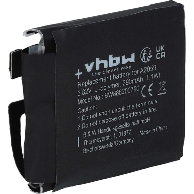 

batería reemplaza Apple A2059 para smartwatch reloj de actividad (290mAh, 3.82V, polímero de litio) - Vhbw