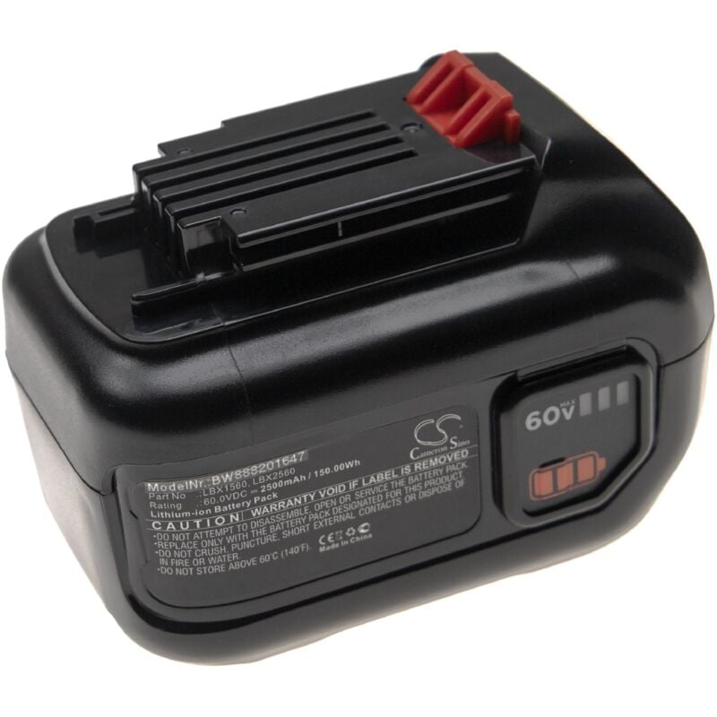 

Batería reemplaza Black & Decker LBX1560, LBX2560 para herramientas eléctricas (2500mAh Li-Ion 60V) - Vhbw