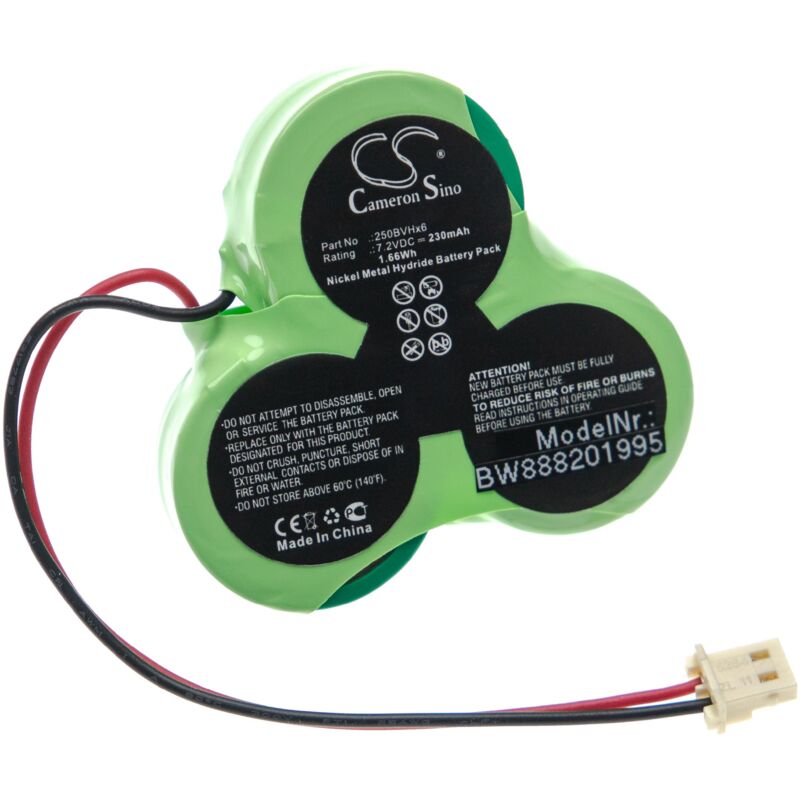 

batería reemplaza Cobra 250BVHx6 para control de alarma seguridad (230mAh, 7,2V, NiMH) - Vhbw