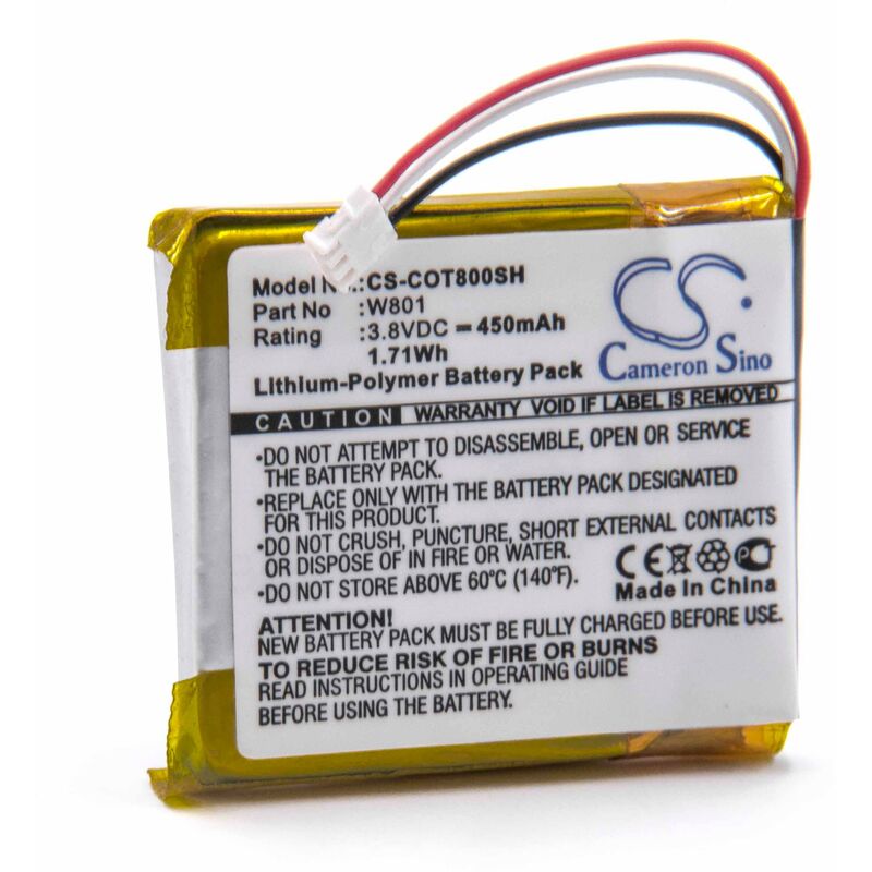 

Batería recargable reemplaza Codio W801 para smartwatch, reloj de actividad (450 mAh, 3,8 V, polímero de litio) - Vhbw