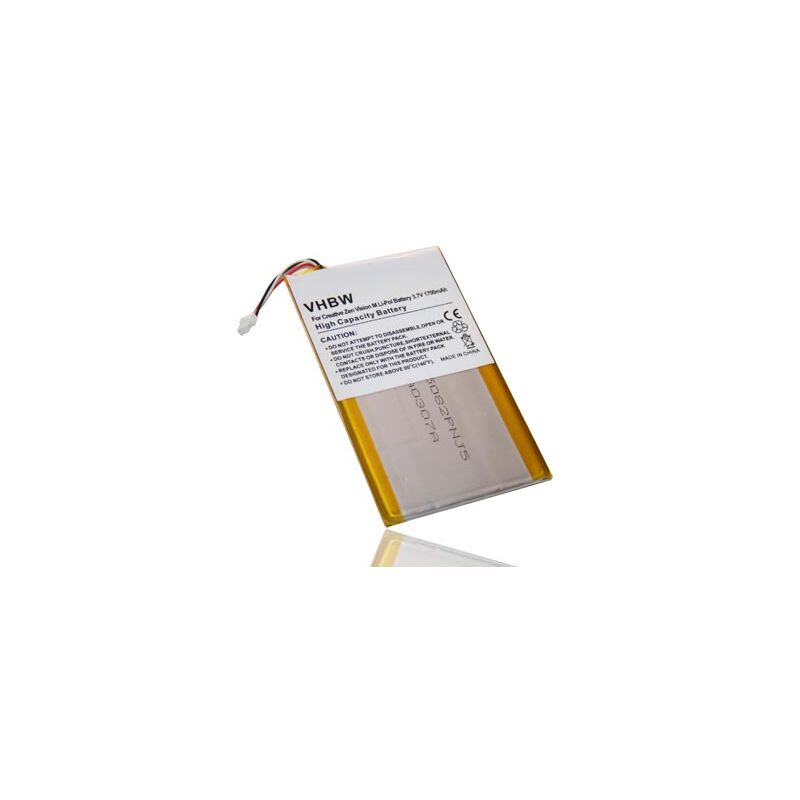 

batería reemplaza Creative Labs BA20603R79914, DVP-HD0003 para reproductor de música MP3 (1700mAh, 3,7V, polímero de litio) - Vhbw