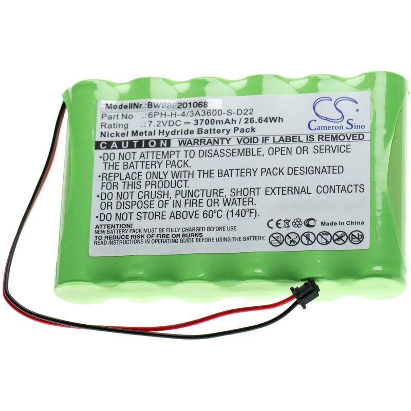 

Batería reemplaza DSC 6PH-H-4/3A3600-S-D22 para el sistema de alarma, equipo de alarma (3700mAh, 7.2V, NiMH) - Vhbw