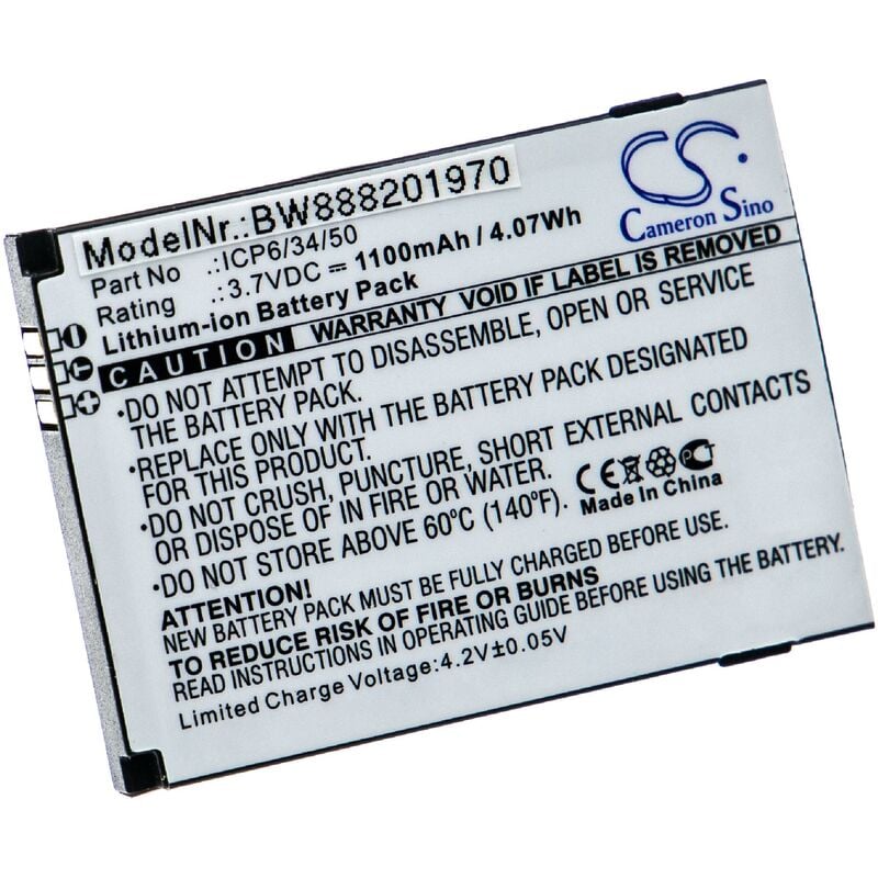 

Batería recargable reemplaza Humanware ICP6/34/50 para lectura electrónica (1100 mAh, 3,7 V, Li-Ion) - Vhbw