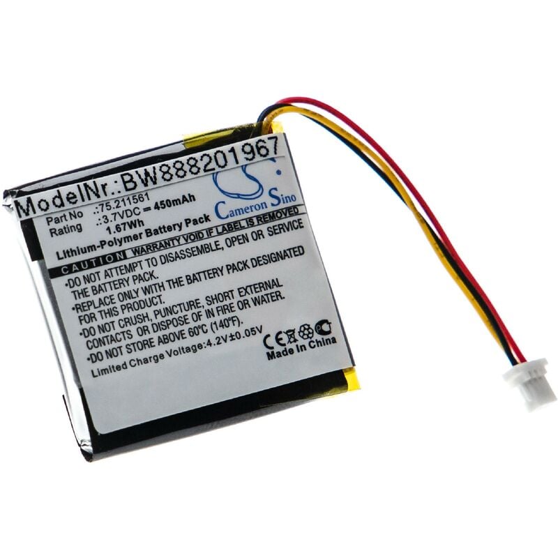 

vhbw batería reemplaza Logitech 75.211561 para auriculares inalámbricos cascos (450mAh, 3,7V, polímero de litio)