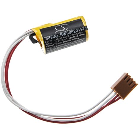 vhbw Batería reemplaza Omron C500-BAT08, 3G2A9-BAT08 para Controlador Lógico Programable (1700 mAh, 3,6 V, Li-SOCl2)